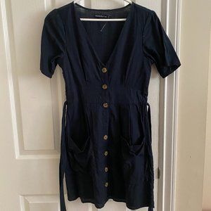 Abercrombie & Fitch Navy Blue Button-up Dress